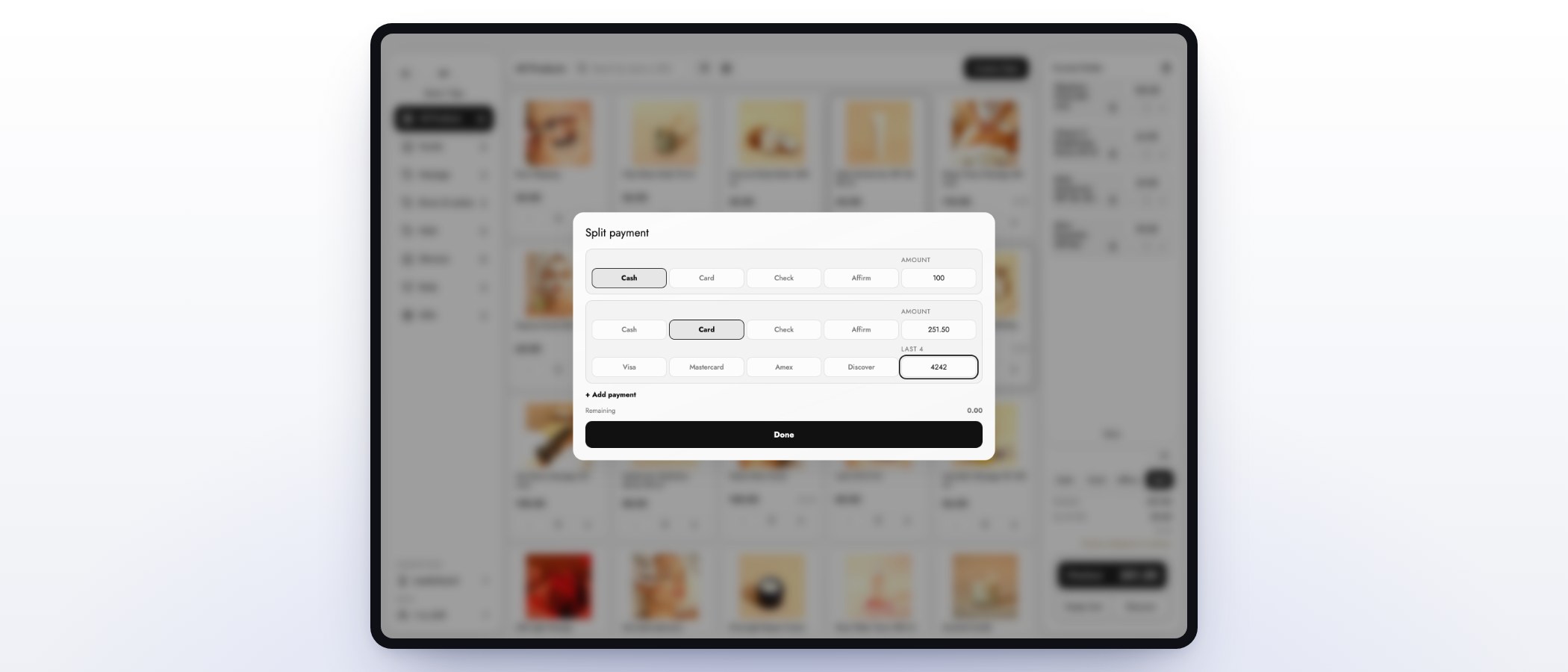 The MazalPOS checkout screen with payment options