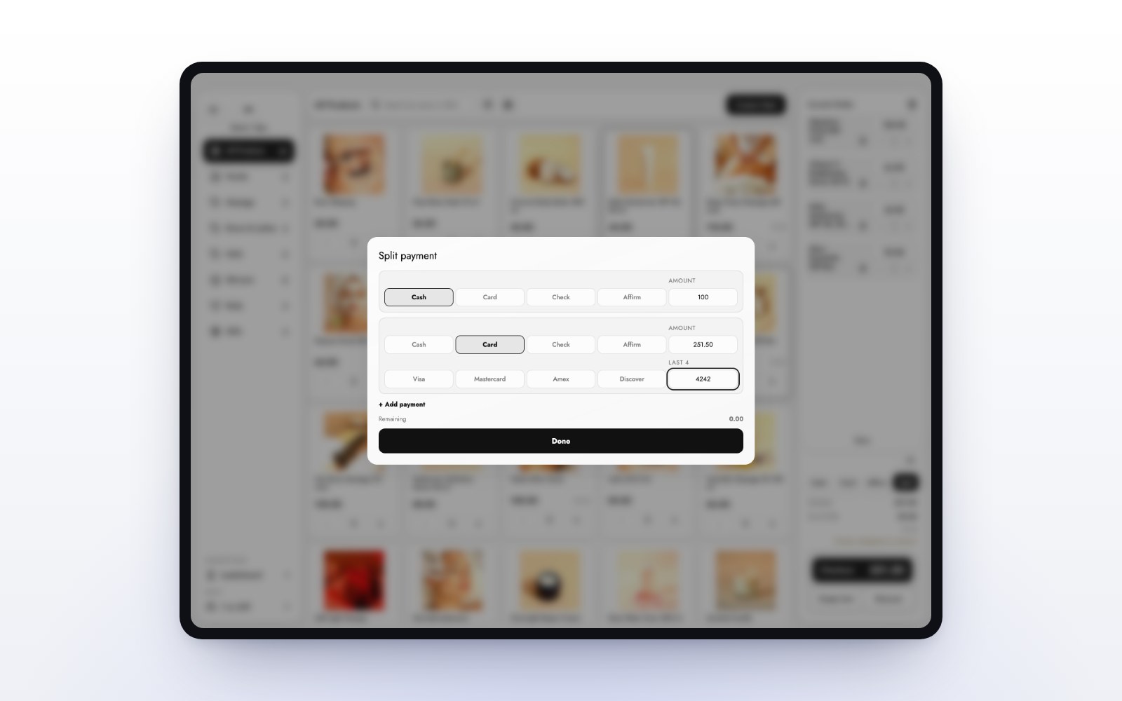 The MazalPOS checkout screen with payment options