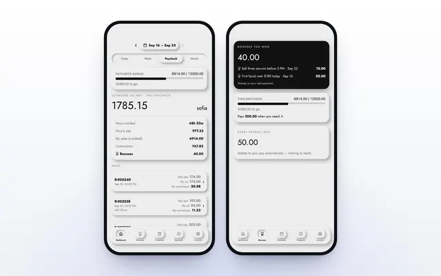 The MazalTeam app showing an employee’s pay for the period